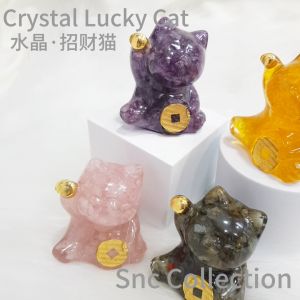 【SNC】<水晶 .招财猫> 摆件品 办公司书桌家里<Crystal Lucky Cat> Ornament for office desk and home