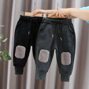 Childrens Pants Western Style Boys Autumn and Winter Clothes Cotton Pants Fleece-Lined Childrens Outer Wear Baby Track Pants Single-Layer Fleece-Lined Casual Pants