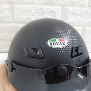 MŨ BẢO HIỂM NỬA ĐẦU VÂN CARBON LÓT THÁO RỜI CAO CẤP CHÍNH HÃNG SOVAX