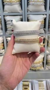 Vòng Tay Mạ Vàng 18K Sang Trọng Đính Zircon Đôi Tròn Kiểu Dáng Mở Có Thể Điều Chỉnh Dành Cho Nữ Phụ Kiện Thời Trang Dễ Thương Lãng Mạn