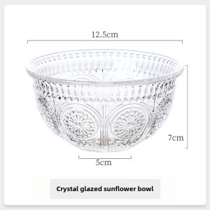 Jujiajia Internet Celebrity Clear Glass Bowl High Temperature Resistant For Home Fruit Salad Birds Nest Dessert Tableware Sugar Water Gold-Edged Bowl