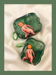 Funny Bath Boy Airpods Protective Case Wireless Bluetooth Cartoon Pattern Soft Shell TPU Material Compatible with Apple pro Earphones