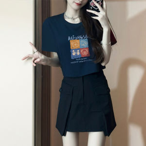 Short Sleeve Pure Cotton T-Shirt Womens Short Style Summer White Small Size Unique Korean Version Comfortable Breathable Body Tee