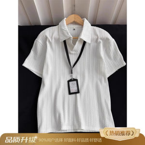 Loose Fit Ice Silk Half Sleeve Polo Shirt Mens Summer American Retro Breathable Collared T-Shirt Wheat Ear Texture T-Shirt