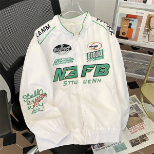 เสื้อแจ็คเก็ตคาร์เรซซิ่งคอตั้งฤดูใบไม้ผลิ 2025 ใหม่ เสื้อกั๊กมอเตอร์ไซค์ แบรนด์เทรนด์ใหม่ ดีไซน์เล็ก แฟชั่นสำหรับผู้ชาย