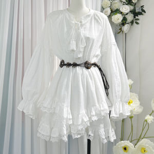 French Holiday Style Sweet Lace Dress Womens Long Sleeve Waist Cinched Slimming Irregular Skirt Spring 2025 Polyester Fiber