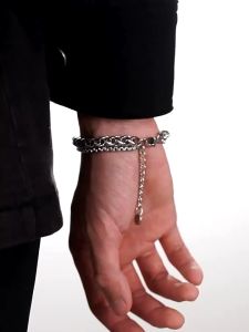 GELANG TITANIUM PREMIUM MODEL DOUBLE LAYER ROLO ANYAM PRIA WANITA ANTI LUNTUR DAN ANTI KARAT