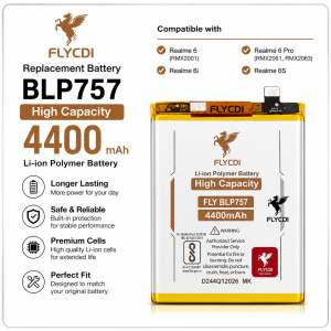 FLYCDI BLP757 4400mAh Battery for Realme 6 6 Pro 6i 6S RMX2001 RMX2061 RMX2063 High Capacity Replacement Battery