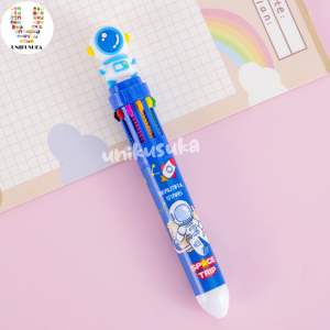 [UNIKUSUKA] Pulpen Mekanik astronot 10 warna Bolpoin sekolah multi warna karakter astronot