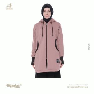 Hijacket Elektra Original Brown: Jaket Hijab Muslimah Panjang Untuk Hijaber