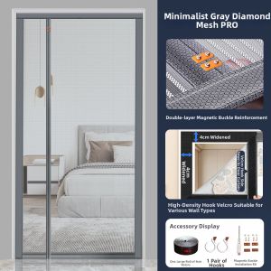 SHULIAN | Mosquito Proof Door Curtain with Full Magnetic Strips Hole-Free Installation