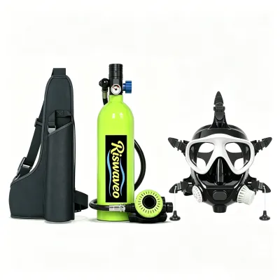 Riswaveo Mini Scuba Tank với 1L(7cu ft) Công suất phổi Tank Dive xách tay phổi với mặt nạ cho lặn và thở dưới nước