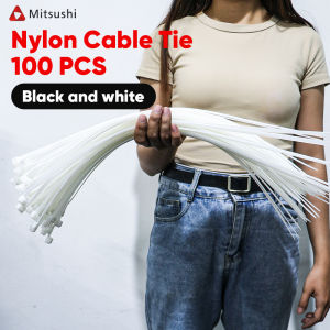 Mitsushi 50pcs Nylon Cable Tie 9.0*550 Black/White Locking Zip Ties Cable Strap Wire Cable Zip Ties