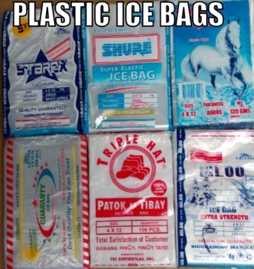 PLASTIC ICE BAGS STAREX, SHURE, WHITE HORSE, TRIPLE HAT, GUARANTY AND ...