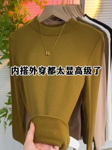 Áo Thun Nữ Cổ Cao Dày Dài Tay Lông Cừu Thời Trang Mùa Đông Thường Ngày Màu Trơn Phong Cách Hàn Quốc