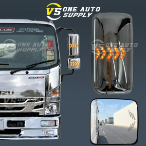 ISUZU NPR PRO Side Mirror with Turn Signal Indicator Chrome Truck Rear View Mirror