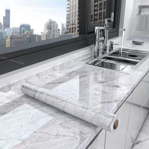 55cm Adhesive Wall Wallpaper Easy to Clean Peel Off Adhesive Tape Waterproof and Oil Resistant Kitchen Cabinets Wallpaper Home