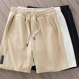 Loose Mens Summer Sports Shorts Quarter Length Japanese Style Heavyweight Waffle Pattern Five-Point Pants Casual Loose Boxers