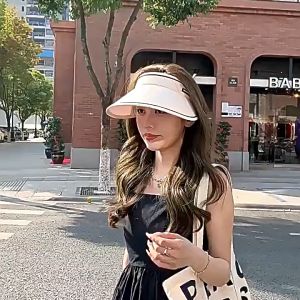 หมวกกันแดดครึ่งหัว หมวกปีกกว้าง หมวกกันแดด หมวกกันแดดปีกใหญ่ กันแดดUPF50+ ระบายอากาศได้ดี สามารถปรับได้ แฟชั่นฤดูร้อน สําหรับผู้หญิง สไตล์เกาหลี