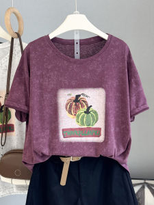 LIYANGANG | Korean Casual Large Size Short Sleeve Tshirt with Pumpkin Print