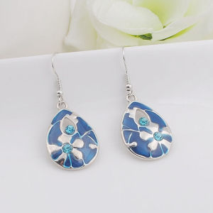 Womens Trendy Charm Earring Water Drop Shape Rhinestone Enamel Fashion Jewelry Accessory