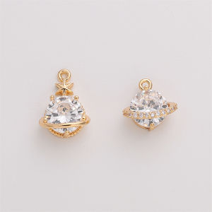 1PC 14k đồng thau mạ vàng với Zircon đá sao thiên thể mặt dây chuyền quyến rũ cho tự làm vòng cổ bông tai Vòng đeo tay Phụ kiện làm đồ trang sức