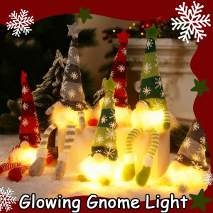 Christmas Faceless Doll Gnome Ornaments LED Light Plush Knitting Crafts Tree Pendant Christmas Decorations for Home Kids Gift