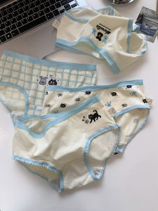 Cute Cartoon Pure Cotton Underwear Breathable Antibacterial Crotch Middle Waist Womens Triangle Shorts Student Briefs