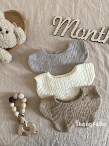SHENGFEILA | Pure Cotton Muslin Baby Bib Saliva Towel Petal Shape