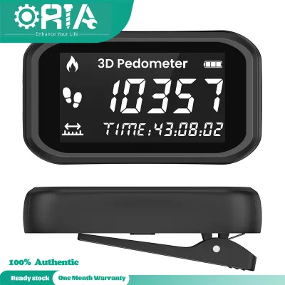 ORIA Walking 3D Pedometer with Clip & Lanyard Calorie Counter Portable Sports Pedometer Steps Counter Track Steps in Real Time Mini Pedometer for older men women kids - Rechargeable