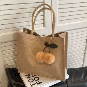 Fashionable Large Capacity Linen Tote Bag Womens Single Shoulder Bag for Class Korean Style Shopping Bag Shape Soft Tote