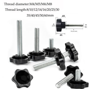 5/10PCS Star Shape Thread Clamping Handle Bolt Bakelite Hand Knob Tightening Screw Industry Equipment Plastic Steel M4 M5 M6-M10
