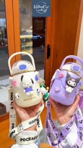 [CAO CẤP] Bình Nước Giữ Nhiệt Dung Tích Lớn Sanrio Có Dây Đeo Điều Chỉnh Được Tiện Lợi