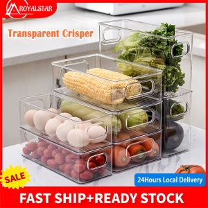 Royalstar Transparent Crisper Refrigerator Storage Organizer Box Multifunctional Stackable Kitchen Food Organizer Storage Box