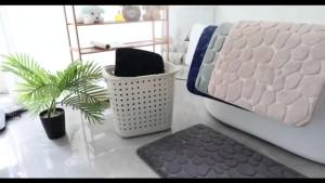 1pc Embossed Fiber Carpet Bathroom Living Room Anti Slip Mat Pebble Floor Mat Household Items