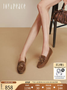 Joy&Peace Indian 2025 Autumn New Soft Bottom Sheepskin Embroidery Bead Slip-On Bean Shoes Womens Flats Casual round Toe