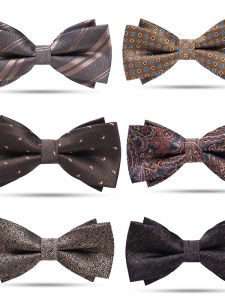LIESHANG | Double Layer Retro French Bow Tie Coffee Colored Floral