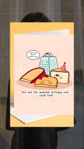 Funny Cheesy Birthday Card | “This Was the Cheesiest Birthday Card I Could Find” Pun Card |Cute Food Bday Card