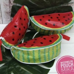 Pouch dompet tas make up kosmetik / tempat pensil / peralatan mandi traveling / uang dll buah semangka jeruk melon kiwi naga unik lucu murah organizer multifungsi makeup