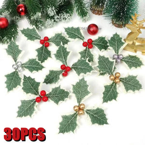 Dizoey 5-30 cái cây nhựa ruồi giáng sinh lá Nhân Tạo Hoa quả mọng đỏ tự làm đồ trang trí vòng hoa giáng sinh cho nhà Xmas trang trí năm mới navidad