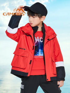 เสื้อแจ็คเก็ตกันหนาวสำหรับเด็ก Camkids สำหรับผู้ชาย วัยเตาะแตะ วัยรุ่น ฤดูหนาว หนา อบอุ่น ถอดได้ ป้องกันลม น้ำ หนังสือพิมพ์โพลีเอสเตอร์ สีแดง