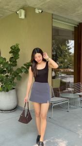 (AR) กระโปรงกางเกง กระโปรงรอบตัวผ้าเปเป้