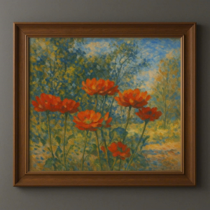 Tranh Nghệ thuật "Hoa Poppy" VIETSMART ART - Acrylic trên toan vải 40 x 40cm