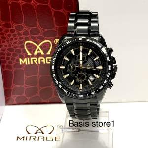 Mirage 8305 Original Jam Tangan Pria Original Stainless Steel Tanggal Aktif Tahan Air Garansi Original Warna Hitam