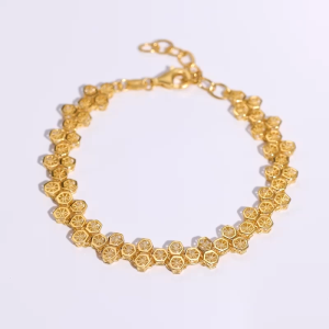 Chow Sang Sang 周生生 999.9 24K Pure Gold Essence Honeycomb pattern Bracelet for Women 18cm 94521B Price-by-Weight 7.93g Gold