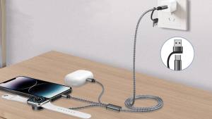 3 in 2 Multi Charging Cable for Apple Watch USB C Charger for iPhone & iWatch Type C/A Fast Charging Cord Compatible with Apple Watch Ultra/Series 10/9/8/7/6/SE2/5/4/3/2 & iPhone 16/15/14/13/12/11