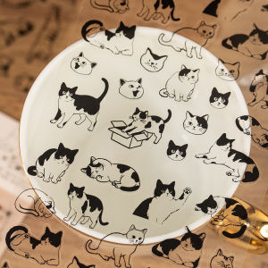 สติกเกอร์ PET ลายการ์ตูนแมวน่ารัก 2 แผ่น/ถุง สำหรับงาน DIY สมุดภาพ กรอบรูป ตกแต่งงานฝีมือ