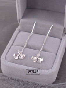 925 Sterling Silver Ginkgo Leaf Earrings for Pierced Ears Womens Fashion Jewelry Lightweight Luxury Trendy New Arrival