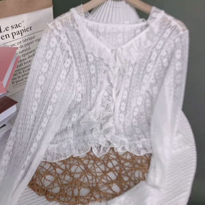 Áo Len Cardigan Ngắn Mùa Hè Cho Nữ Áo Len Cardigan Mỏng Áo Len Cardigan Ren Áo Len Cardigan Cổ Chữ V Áo Len Cardigan Tay Dài Áo Len Cardigan Ôm Vừa Vặn