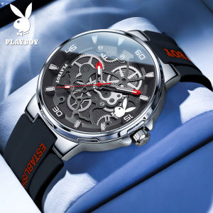 PLAYBOY Jam Tangan Pria Anti Air Original Terbaru Mewah Sport Tali Silikon Led Watch Luminous Asli Keren Cowok